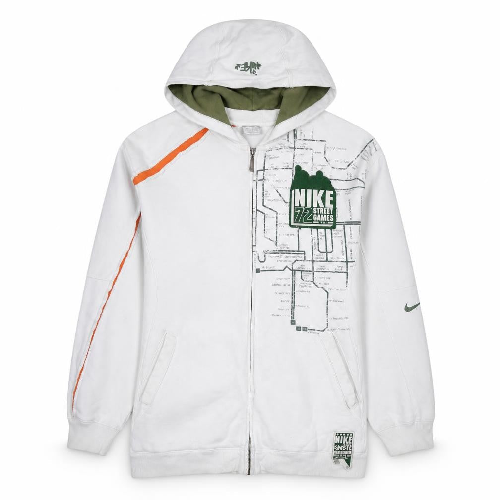 Nike Boys White XL Full Zip Hoodie 72 Street Games Graphic Hooded Sweatshirt