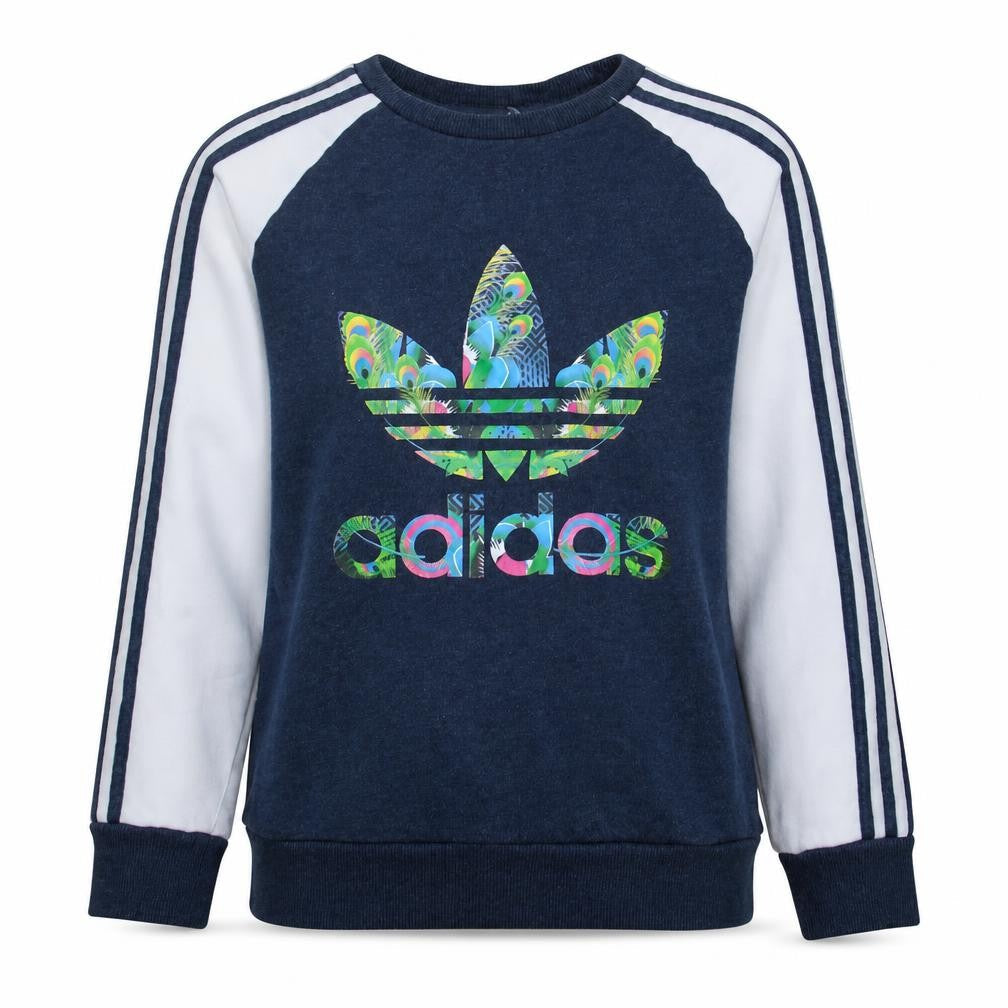 Adidas Womens Blue Sweatshirt Size 12 Crew Neck Long Sleeve Logo Print