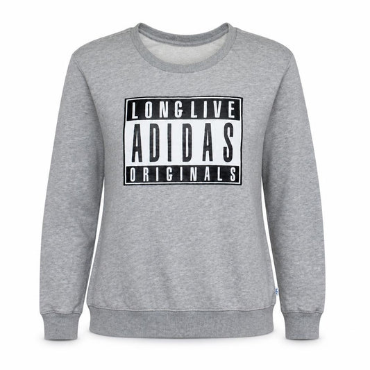 Adidas Originals Womens Grey Pullover Sweatshirt XS Long Sleeve Crew Neck