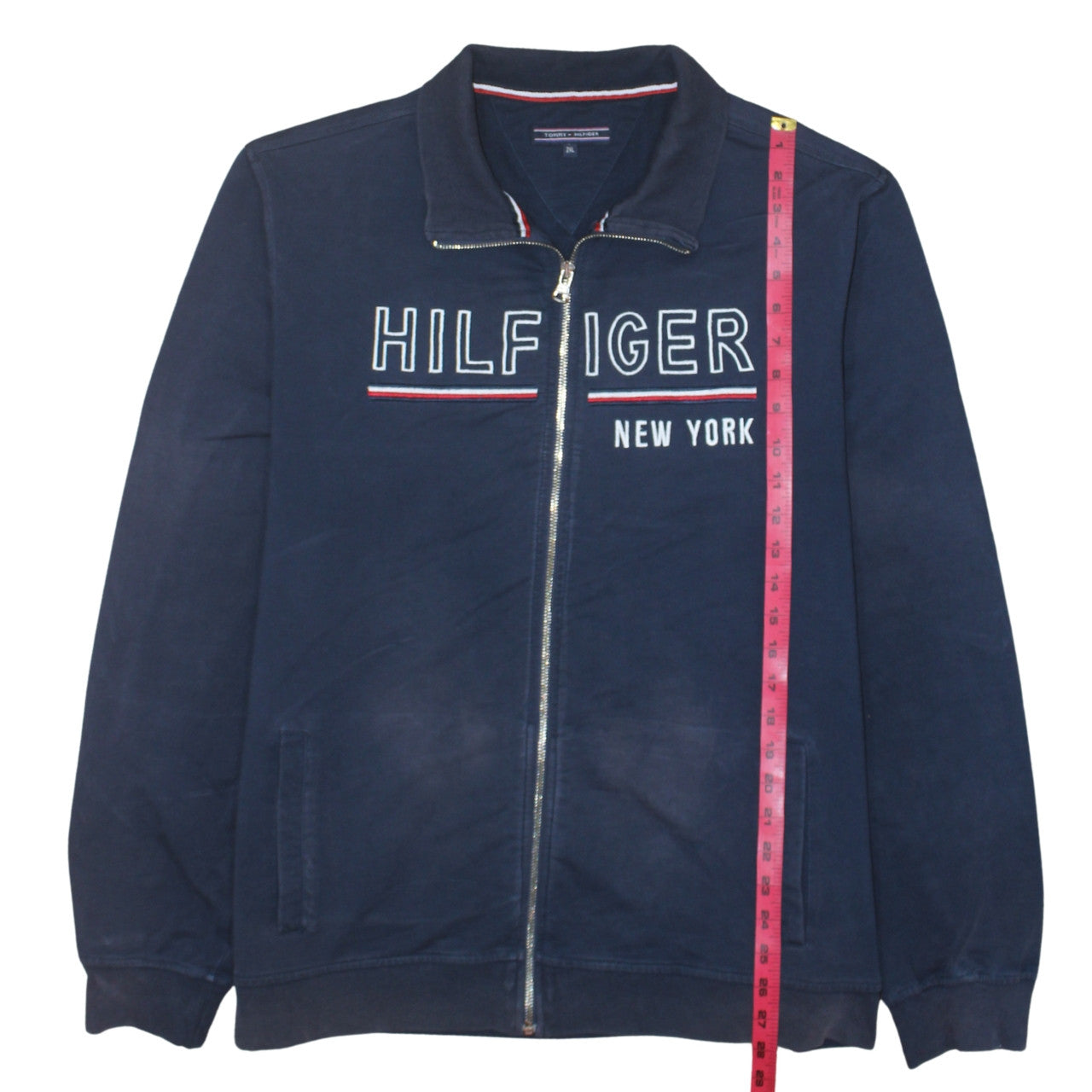 Tommy Hilfiger Men's Blue 2XL Full Zip Embroidered Sweatshirt