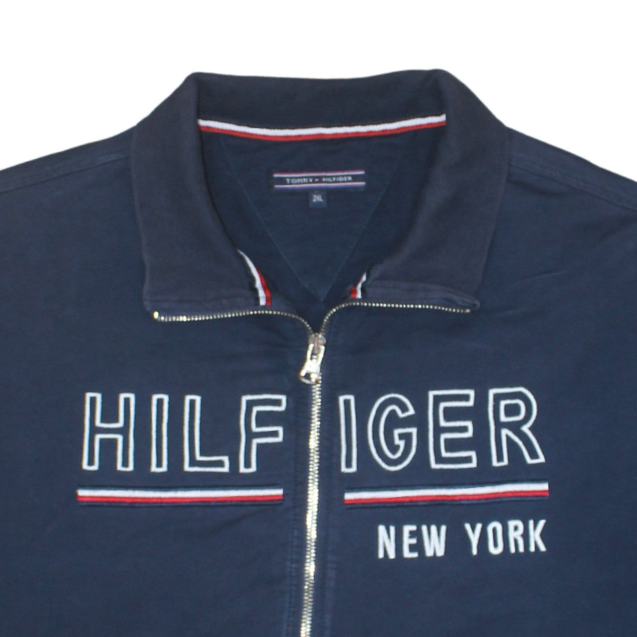 Tommy Hilfiger Men's Blue 2XL Full Zip Embroidered Sweatshirt