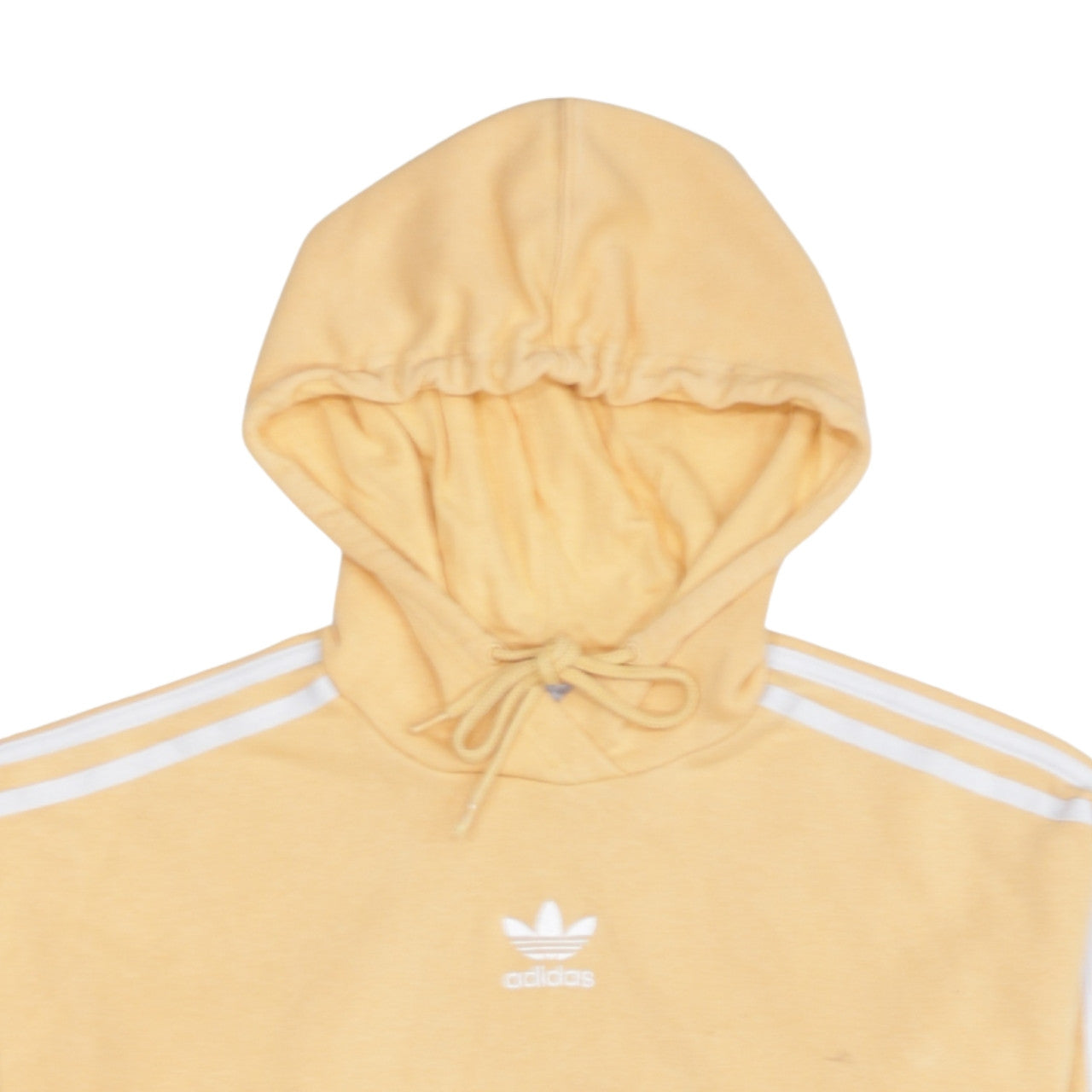 Adidas Womens Yellow Pullover Hoodie Size 4 UK with White Stripes