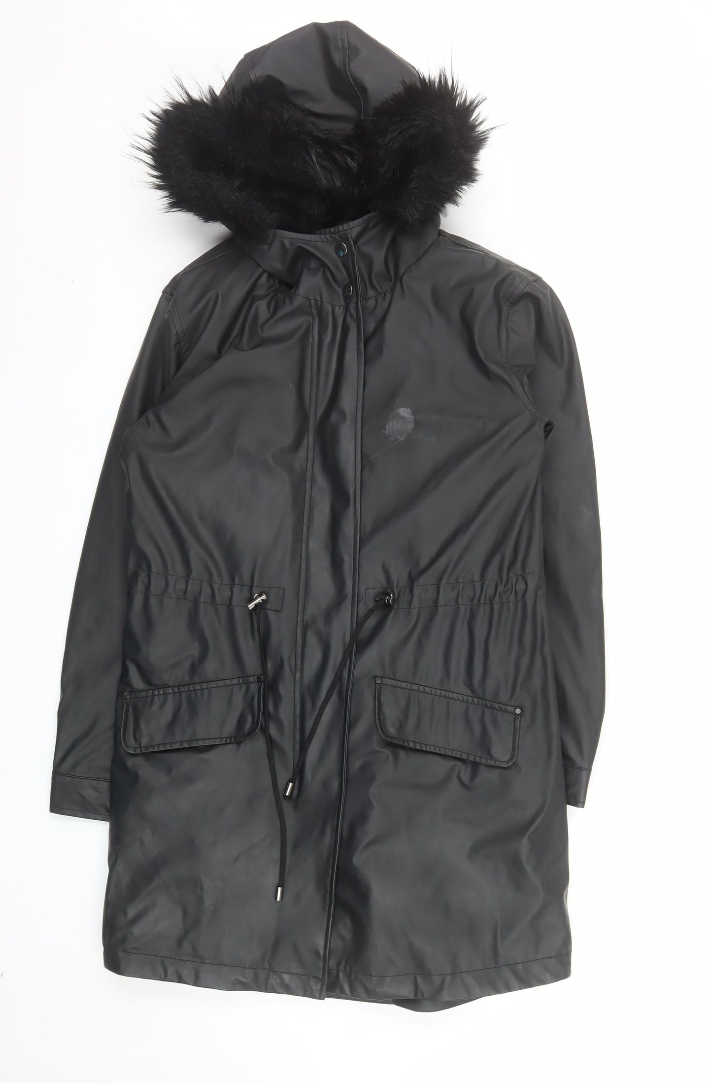 Matalan Women’s Black Faux Fur Hooded Parka Coat Size 10