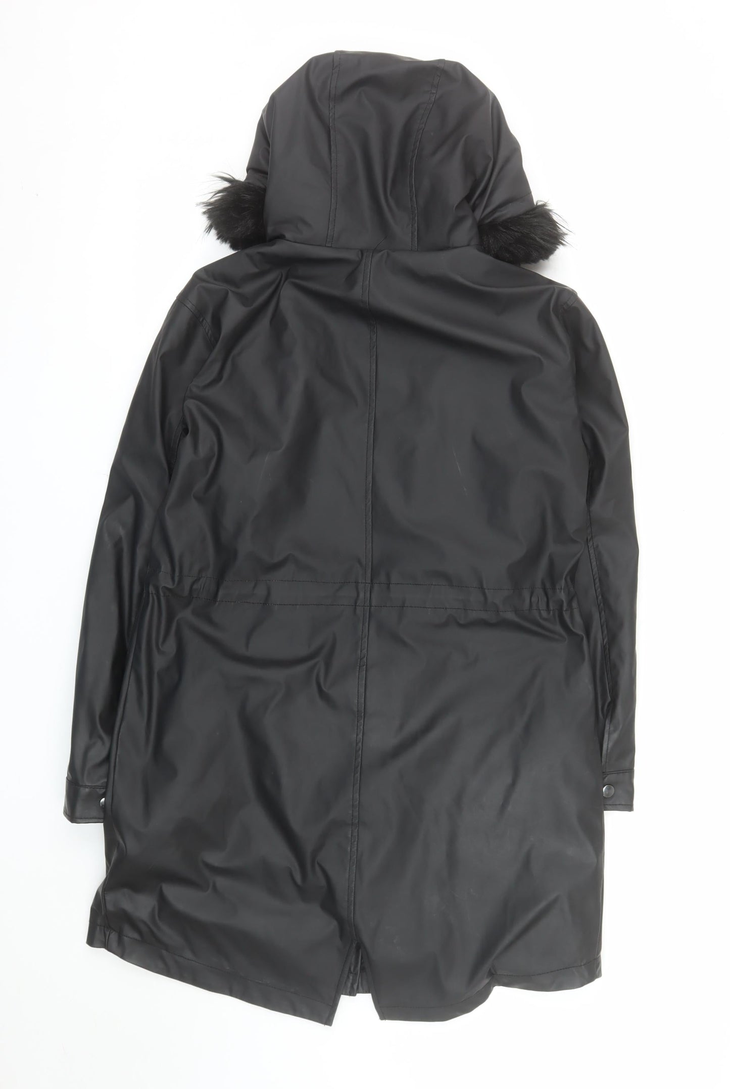 Matalan Women’s Black Faux Fur Hooded Parka Coat Size 10