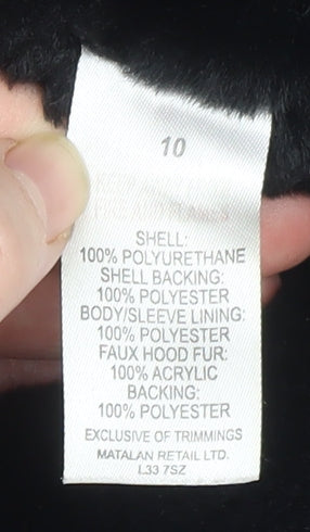 Matalan Women’s Black Faux Fur Hooded Parka Coat Size 10