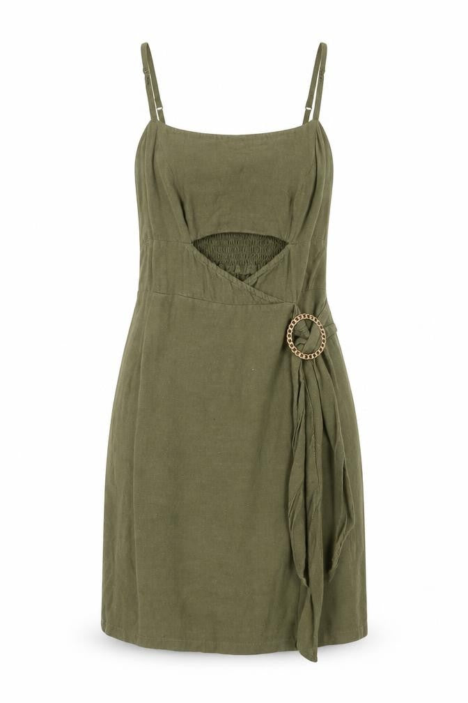 River Island Women Green Size 8 Strappy Slip Dress with Buckle