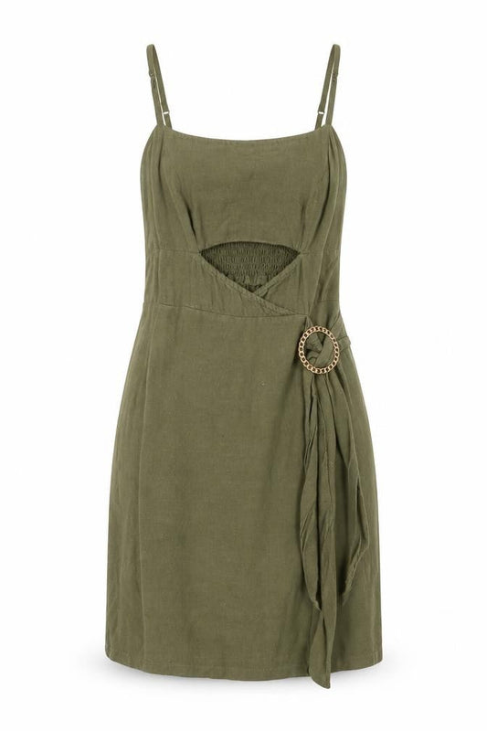 River Island Women Green Size 8 Strappy Slip Dress with Buckle