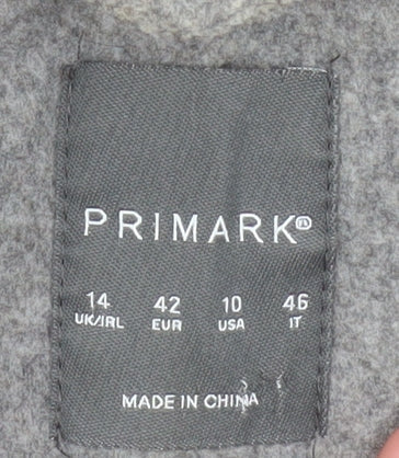 Primark Womens Grey Mid-Length Overcoat Size 14
