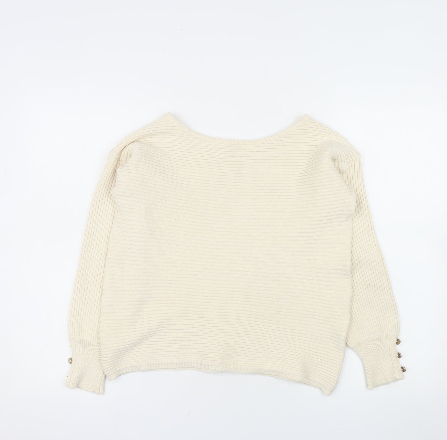 Everyday Women Ivory Ribbed Boat Neck Jumper Size 8-10