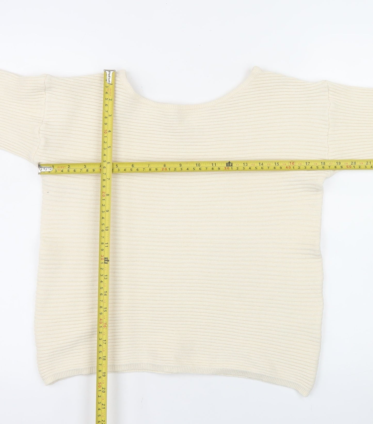 Everyday Women Ivory Ribbed Boat Neck Jumper Size 8-10