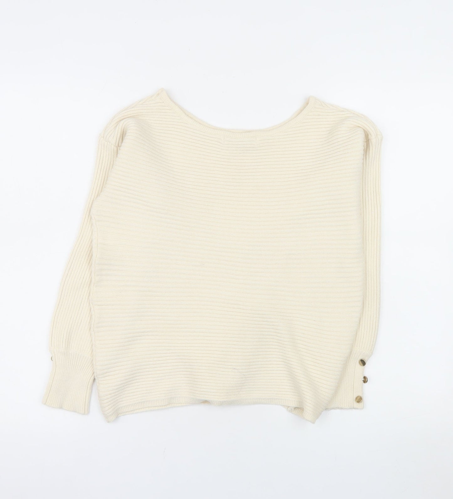 Everyday Women Ivory Ribbed Boat Neck Jumper Size 8-10
