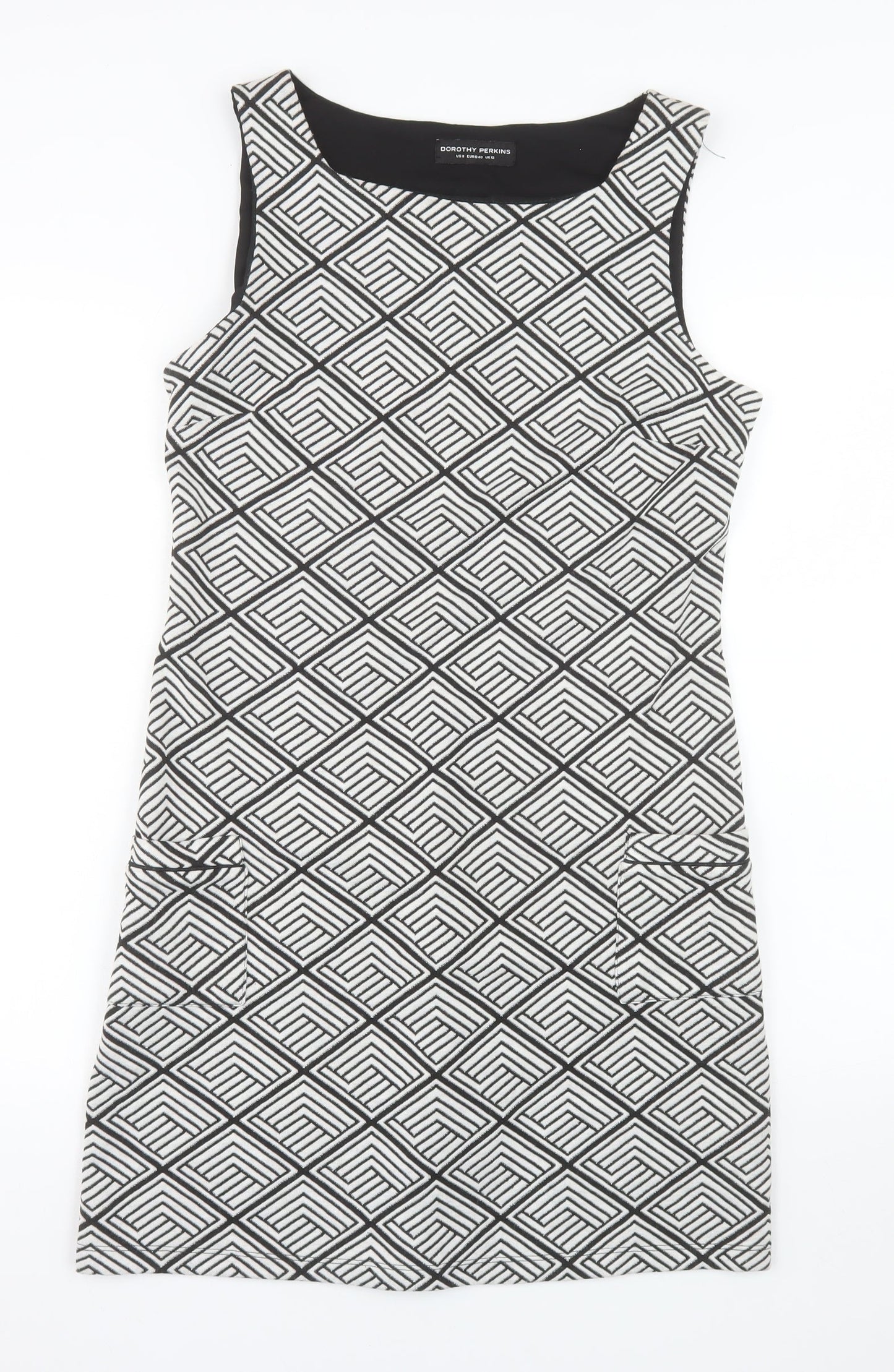 Dorothy Perkins Women’s Black Geometric Shift Dress Size 12