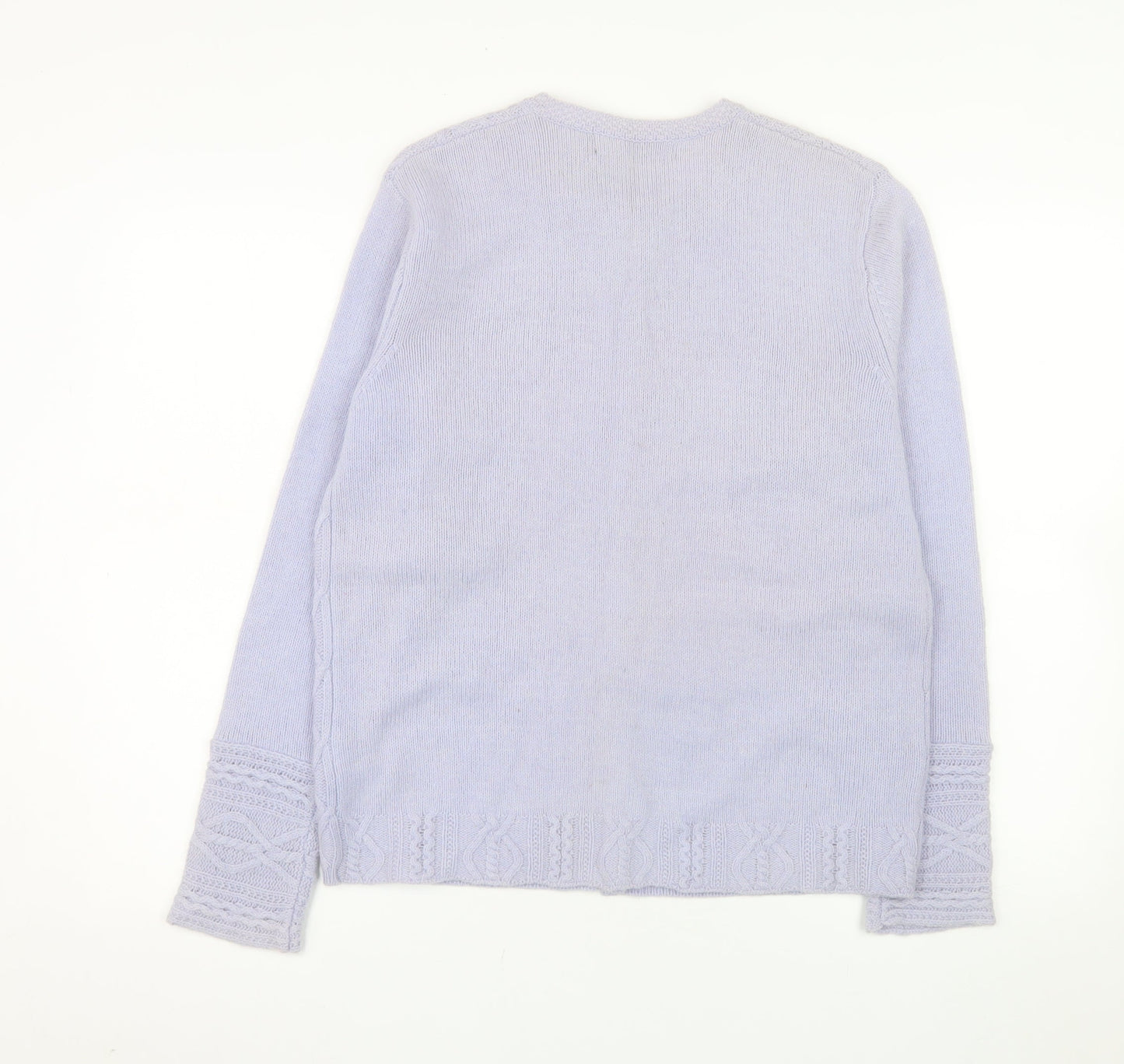 Irelandseye Women’s Purple 100% Cashmere Cable Knit Cardigan L