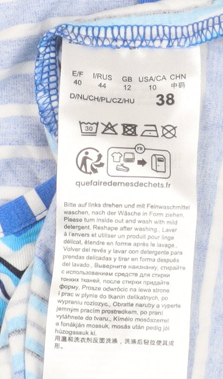 Betty Barclay Women Blue Geometric Short Sleeve Viscose Top Size 12
