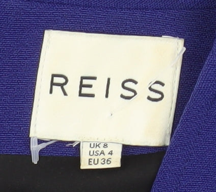 Reiss Women's Blue Sheath Dress UK 8 V-Neck Formal Workwear