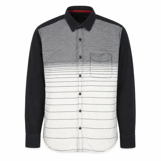 Cross Color Men's Black Striped Long Sleeve Button-Up Shirt L