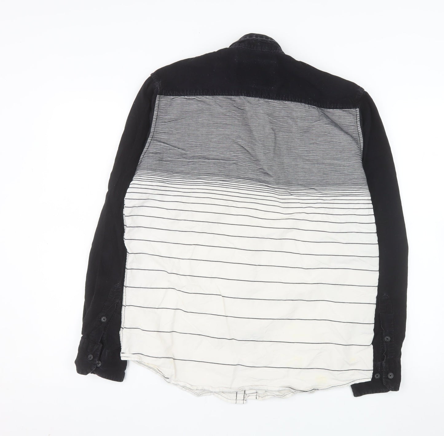 Cross Color Men's Black Striped Long Sleeve Button-Up Shirt L