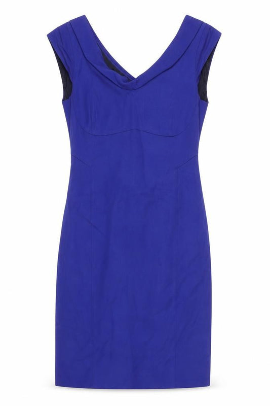Reiss Women Blue Size 10 Sheath Knee Length V-Neck Dress