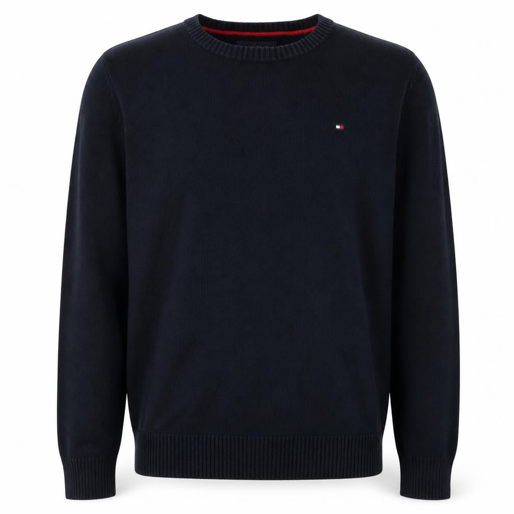 Tommy Hilfiger Men's Blue Cotton Crew Neck Pullover Jumper L