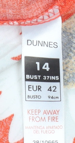 Dunnes Women’s Orange Floral Fit & Flare Sleeveless Dress Size 14