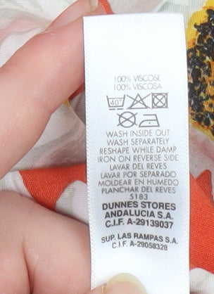 Dunnes Women’s Orange Floral Fit & Flare Sleeveless Dress Size 14