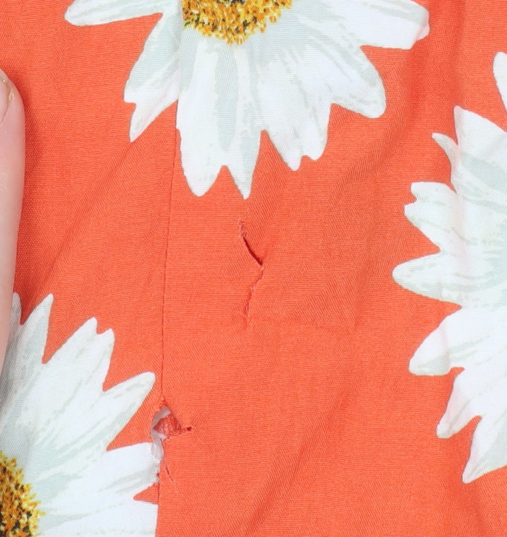 Dunnes Women’s Orange Floral Fit & Flare Sleeveless Dress Size 14