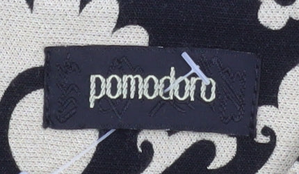Pomodoro Women Black Beige Floral Shift Dress Size 14 Long Sleeve