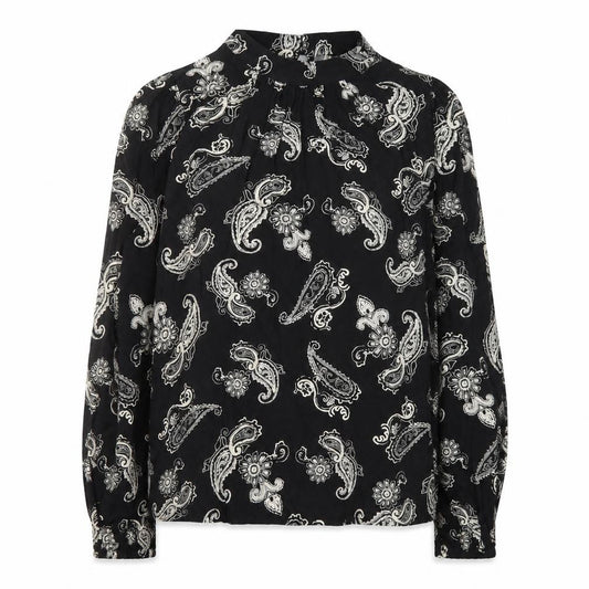 Marks and Spencer Women's Black Paisley Long Sleeve Viscose Blouse Size 8