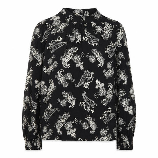 Marks and Spencer Women's Black Paisley Long Sleeve Viscose Blouse Size 8