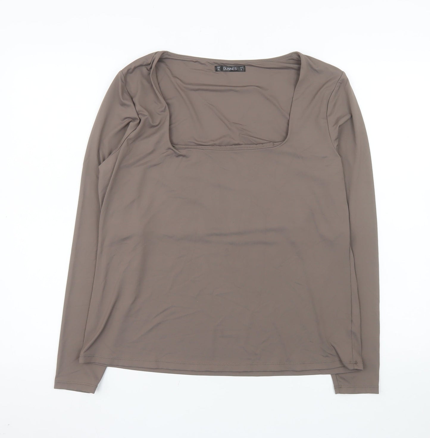 Dunnes Women Brown XL Basic Long Sleeve Square Neck Top
