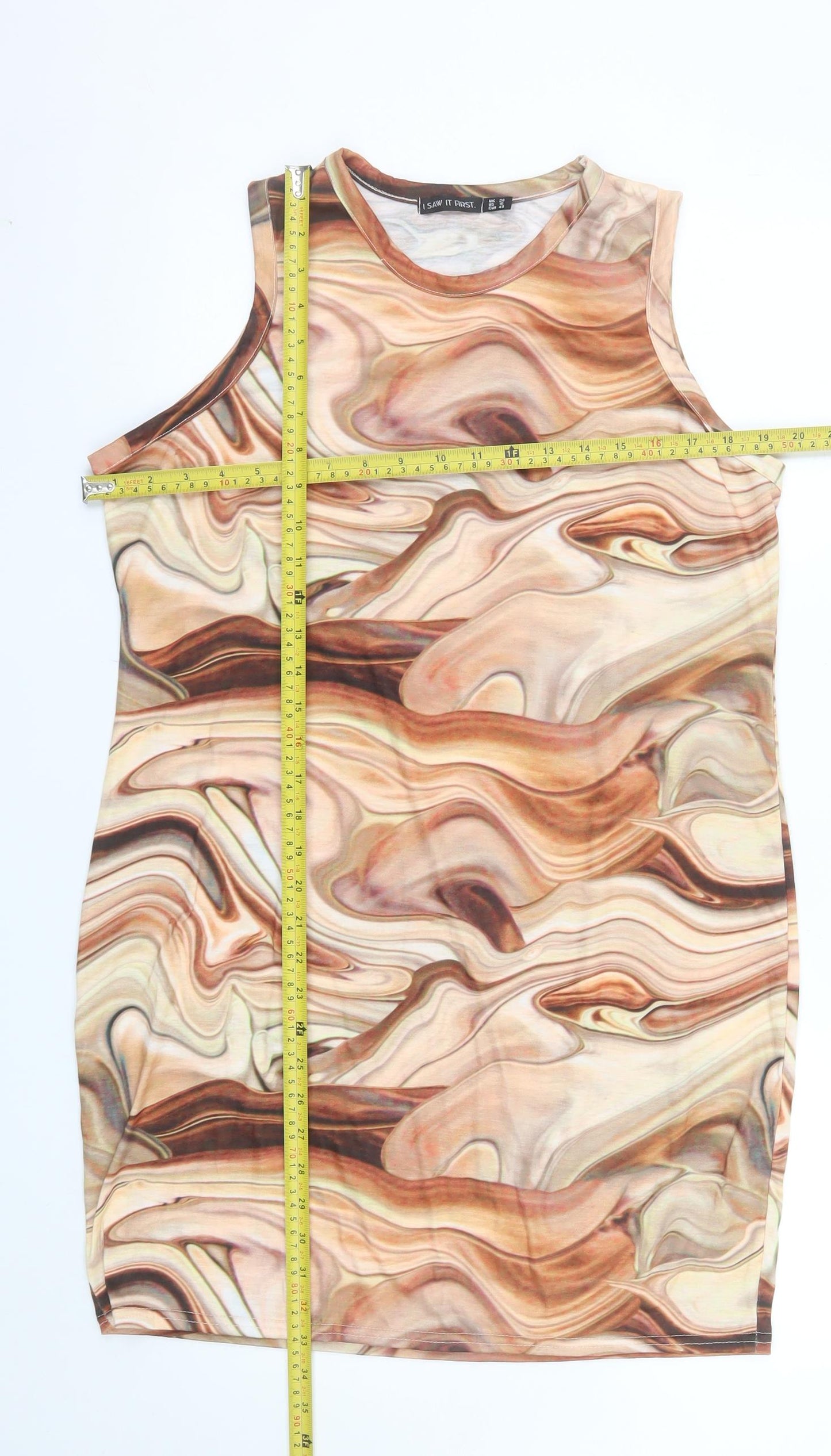 I Saw It First Womens Brown Bodycon Sleeveless Dress Size 20