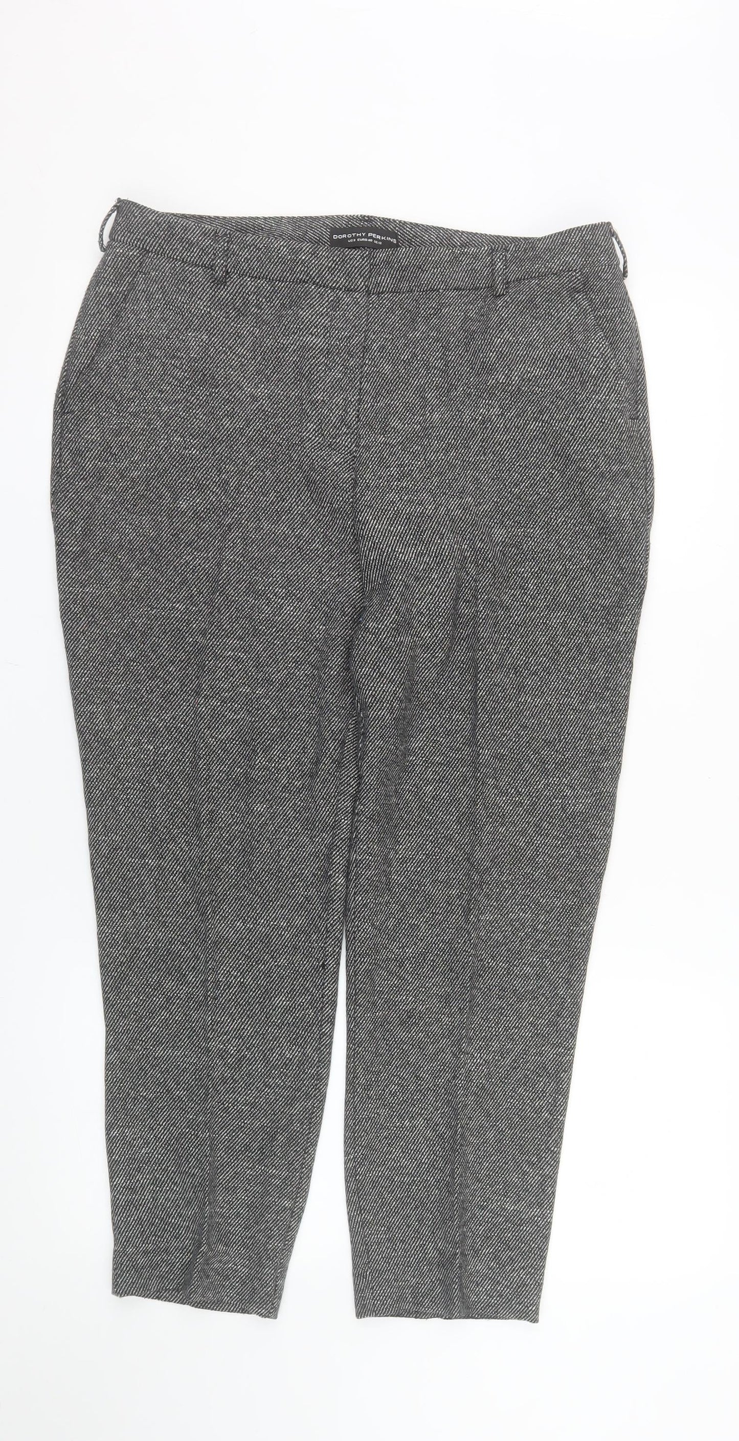 Dorothy Perkins Women Grey Herringbone Slim Tapered Trousers Size 12