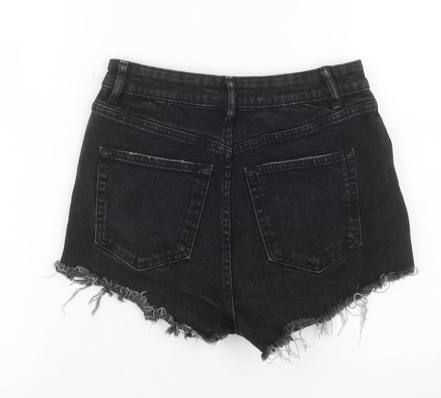 Zara Women’s Black High Rise Cut-Off Denim Shorts Size 8