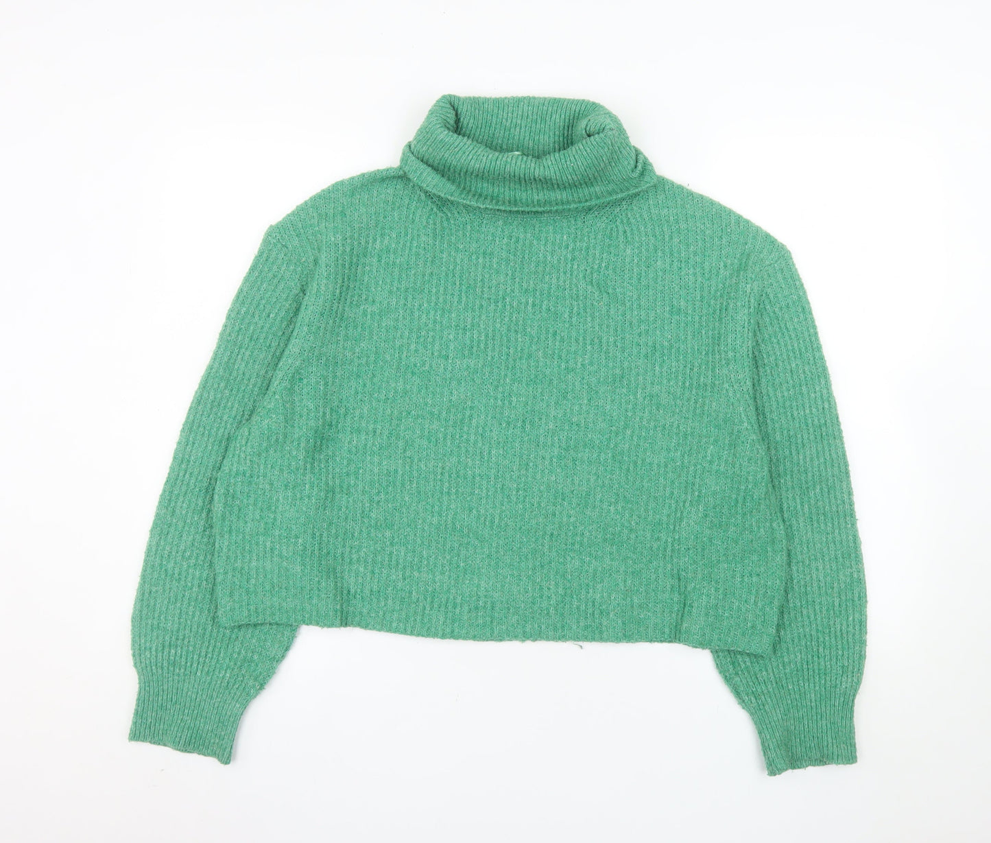 Pull & Bear Women Green Roll Neck Knit Jumper Size 12