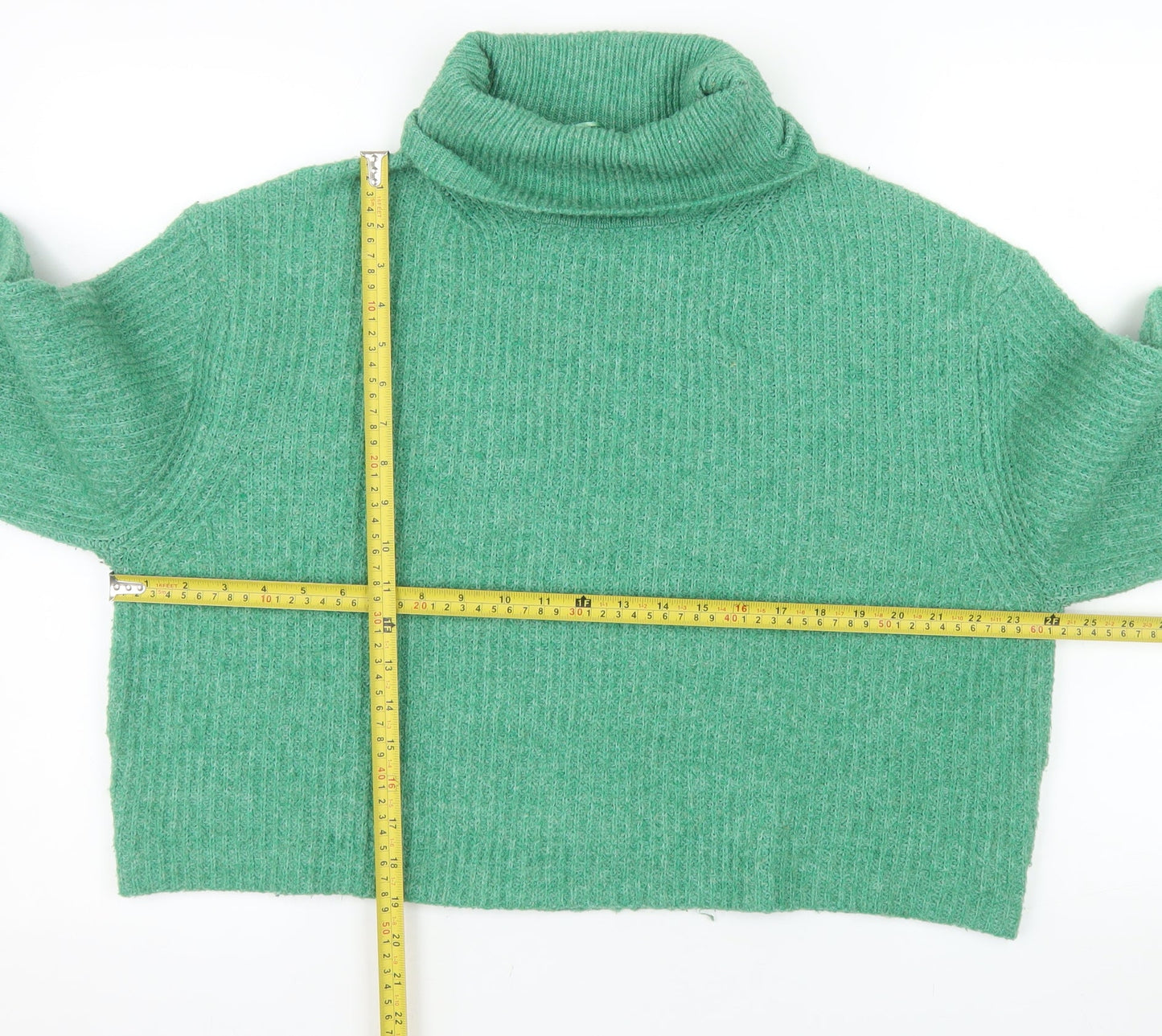 Pull & Bear Women Green Roll Neck Knit Jumper Size 12