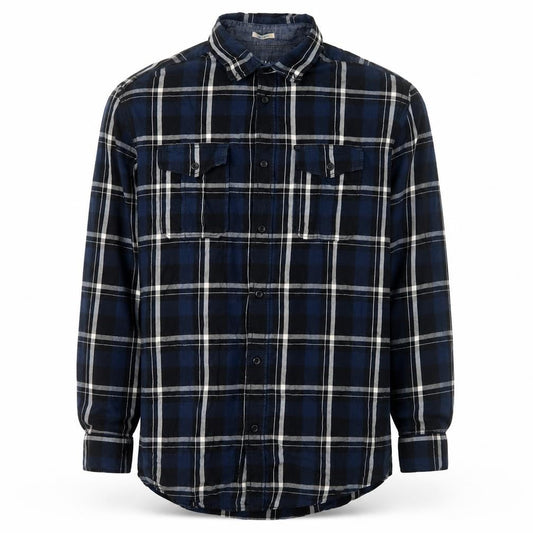 Jack & Jones Men's Blue Plaid Long Sleeve Cotton Shirt Size L
