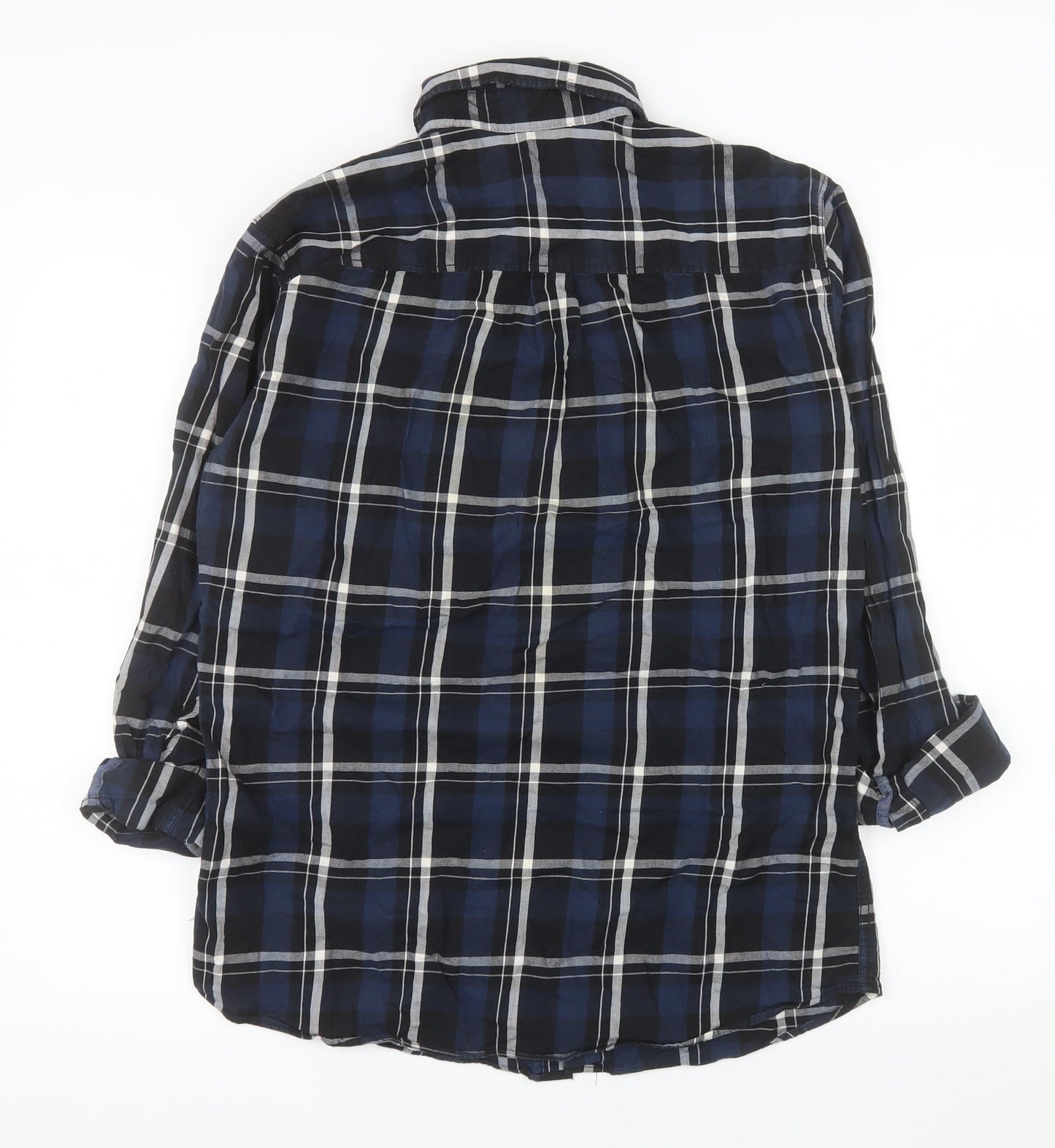 Jack & Jones Men's Blue Plaid Long Sleeve Cotton Shirt Size L
