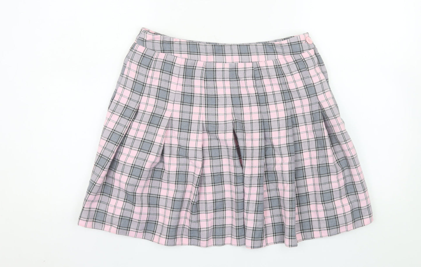 New Look Women's Pink Plaid Pleated Short Skirt Size 14