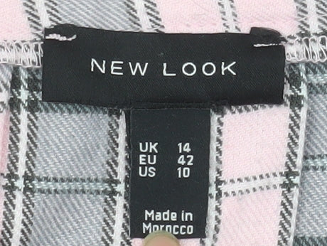 New Look Women's Pink Plaid Pleated Short Skirt Size 14