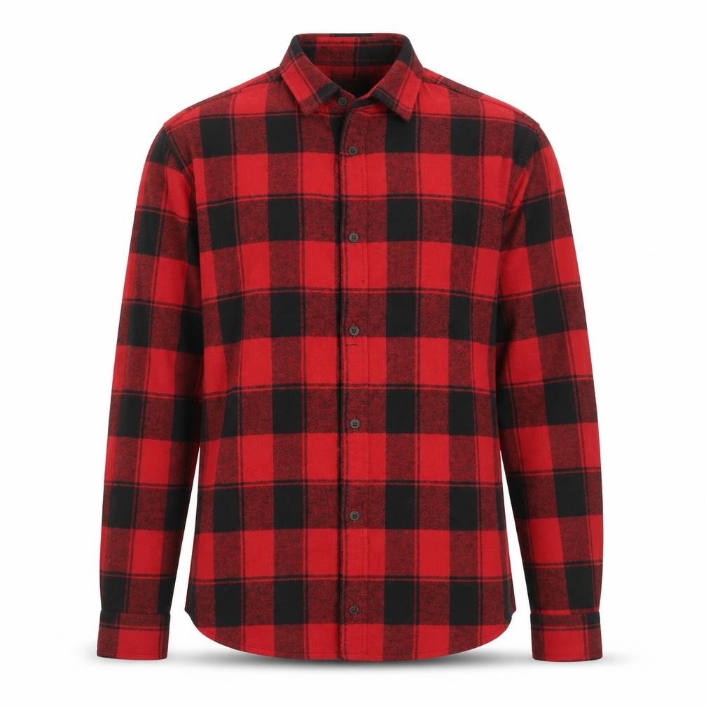 Jack & Jones Men's Red Black Check Flannel Long Sleeve Button-Up Shirt M