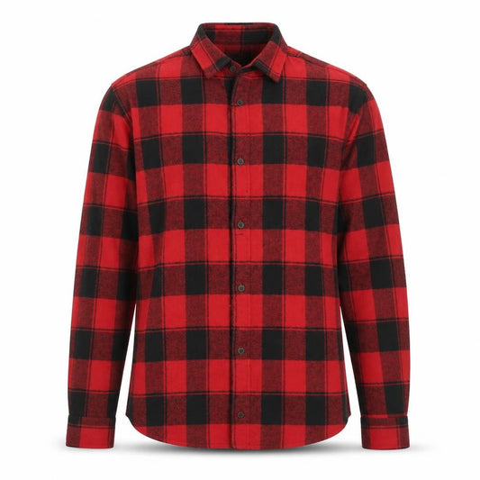 Jack & Jones Men's Red Black Check Flannel Long Sleeve Button-Up Shirt M