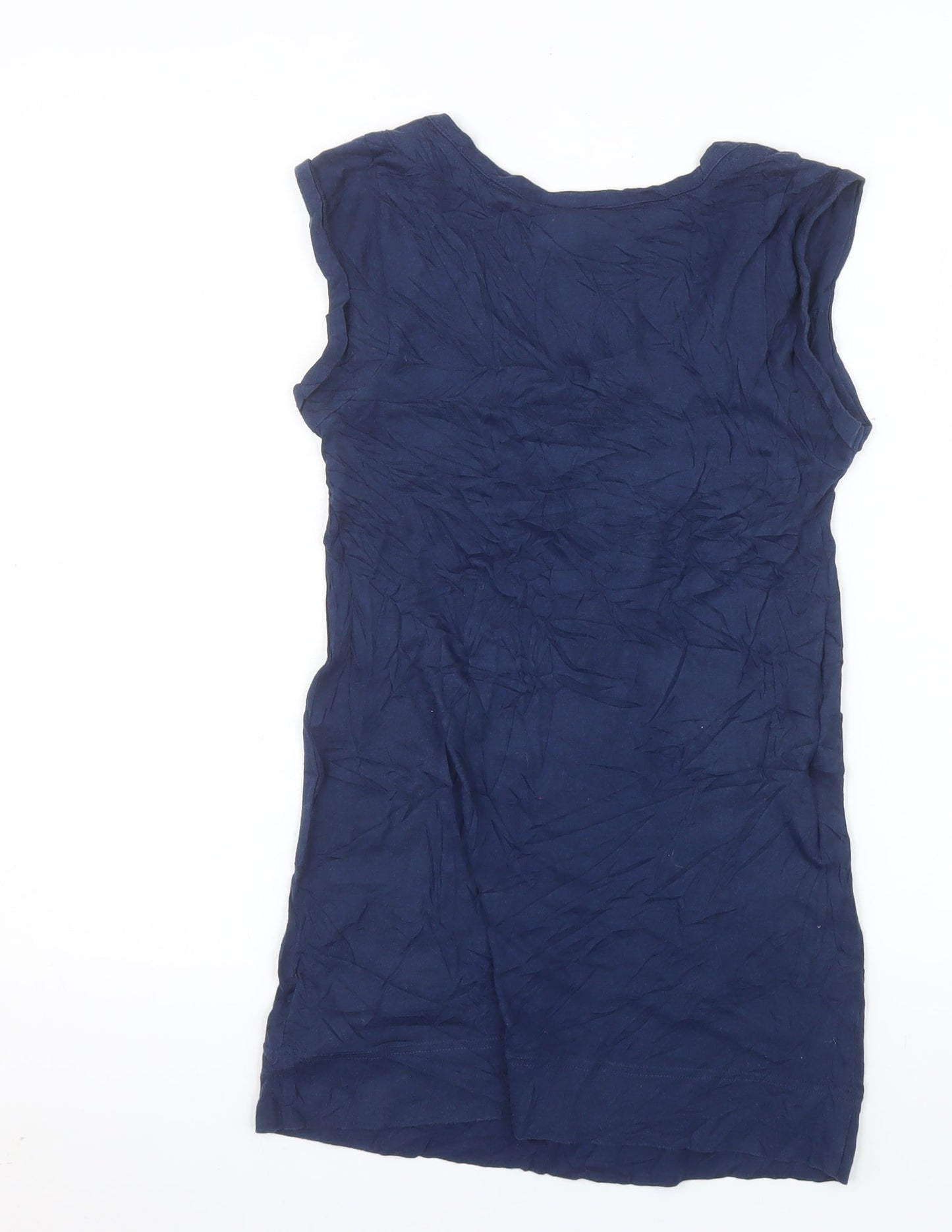 Kaliko Women's Blue Beaded Sleeveless Blouse UK 8 Cotton Blend