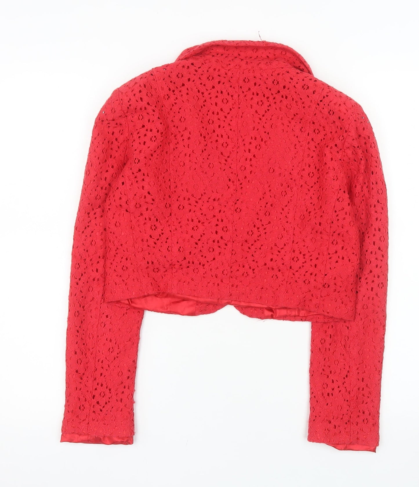 Forever 21 Women Red Lace Cropped Blazer Medium