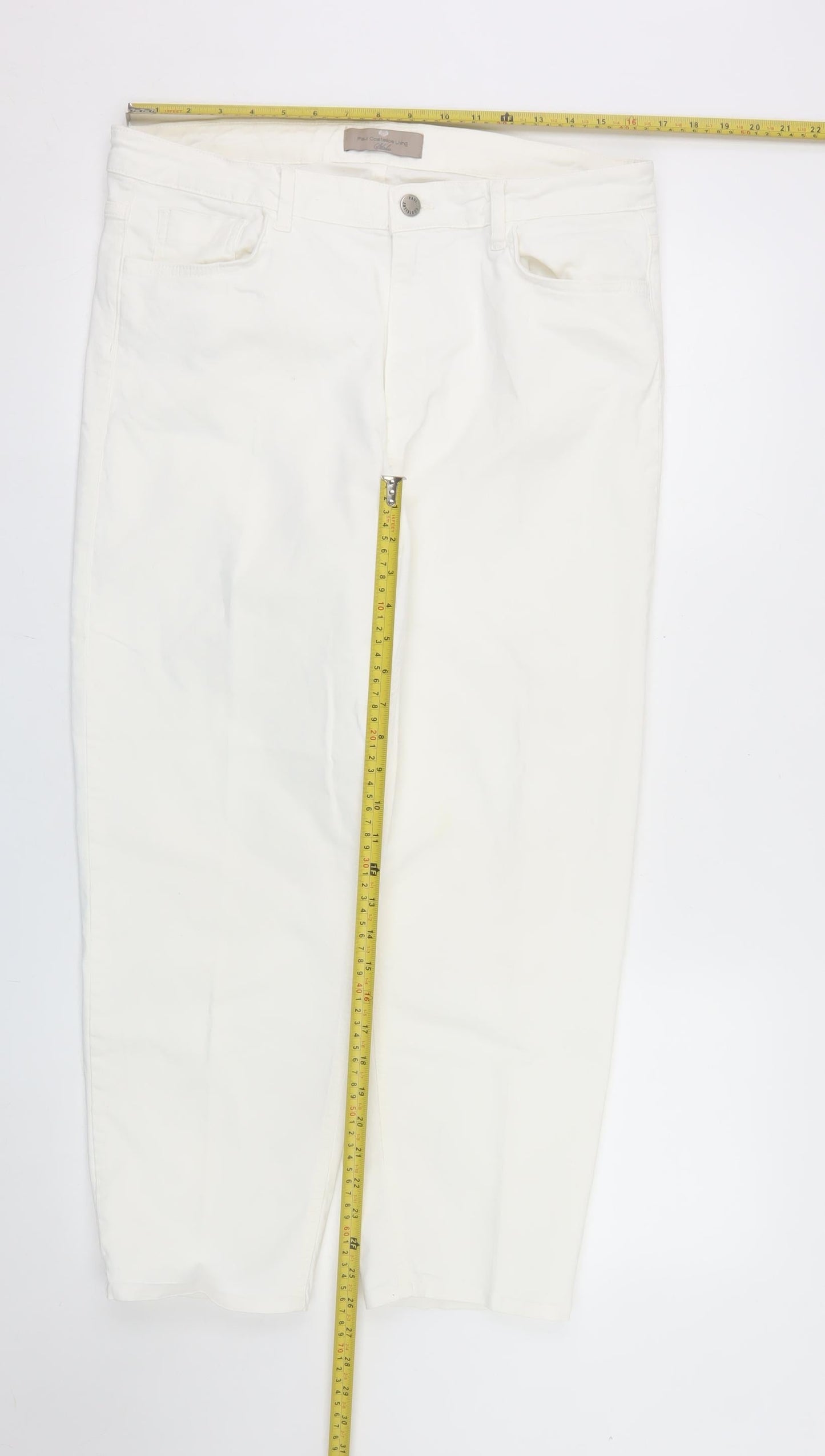Paul Costelloe Living Women's Ivory Straight Jeans Size 16