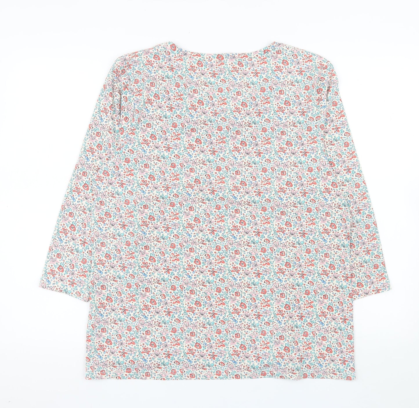 Lighthouse Womens Floral V-Neck Long Sleeve Cotton Top Size 14