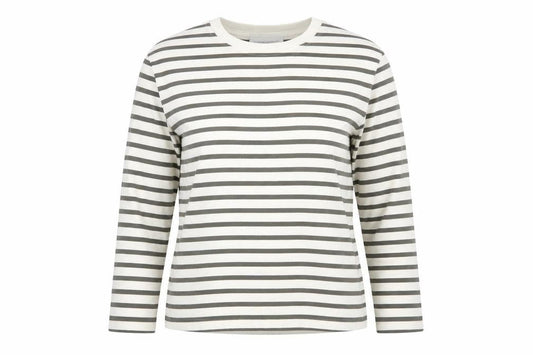 Carolyn Donnelly Women White Striped Long Sleeve Cotton T-Shirt XS