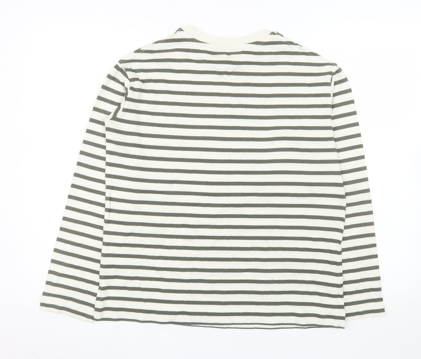 Carolyn Donnelly Women White Striped Long Sleeve Cotton T-Shirt XS