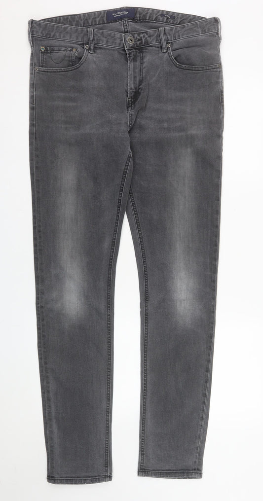 Scotch & Soda Mens Grey Slim Straight Jeans W34 L34 Denim