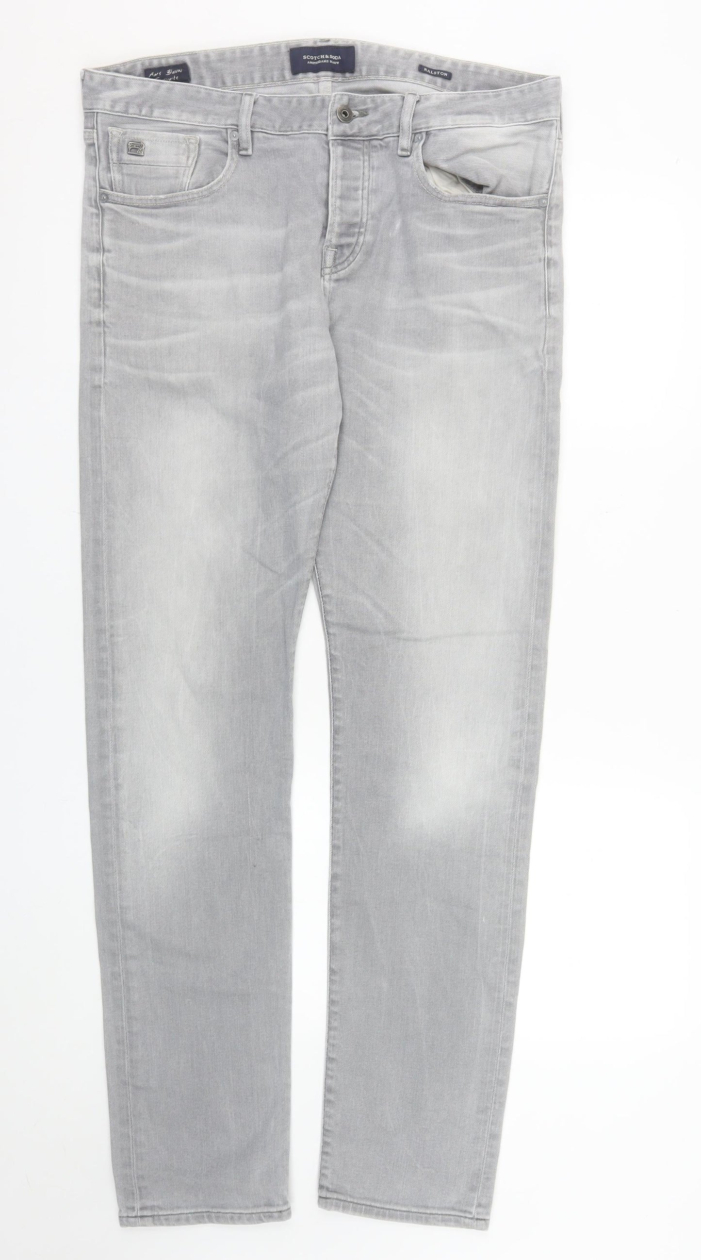 Scotch & Soda Men's Grey Slim Fit Straight Jeans W34 L34