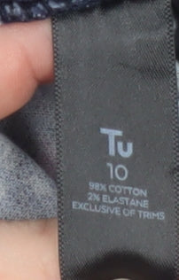 Tu Women’s Blue Floral Corduroy Short Skirt Size 10
